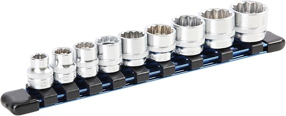 OEMTOOLS Stubby Socket Set 9-Pc, SAE 12 Point Socket Set 3/8 Drive