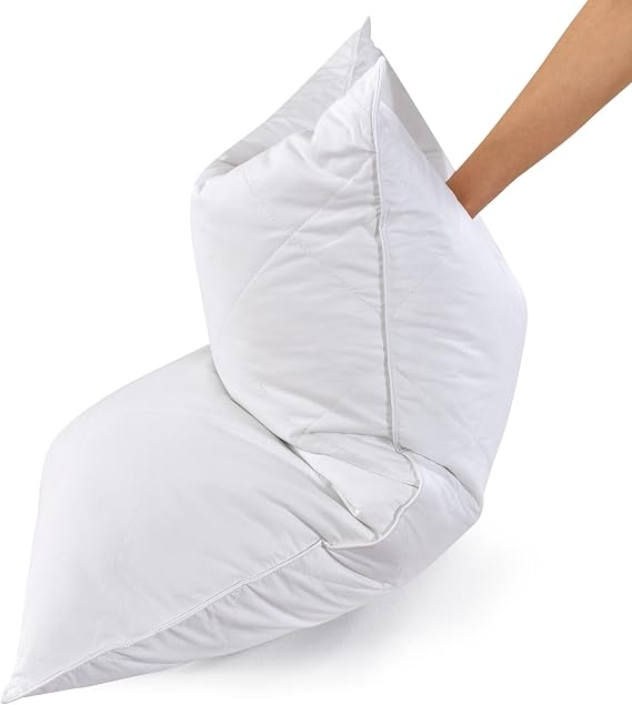 Three Geese White Goose Feather Cotton Pillows Standard Size Set of 1- Soft 600 Thread Count 100% Cotton, Medium Firm,Soft Support Surround Fill Cotton (Standard Size:Pack of 1)