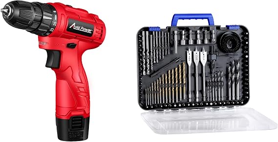 AVID POWER 12V Cordless Drill, High-Speed 1400 RPM & 25+1 Torque Control, Electric Power Drill Kit with Battery and Charger, bundle with 100Pcs Drill Bit Set
