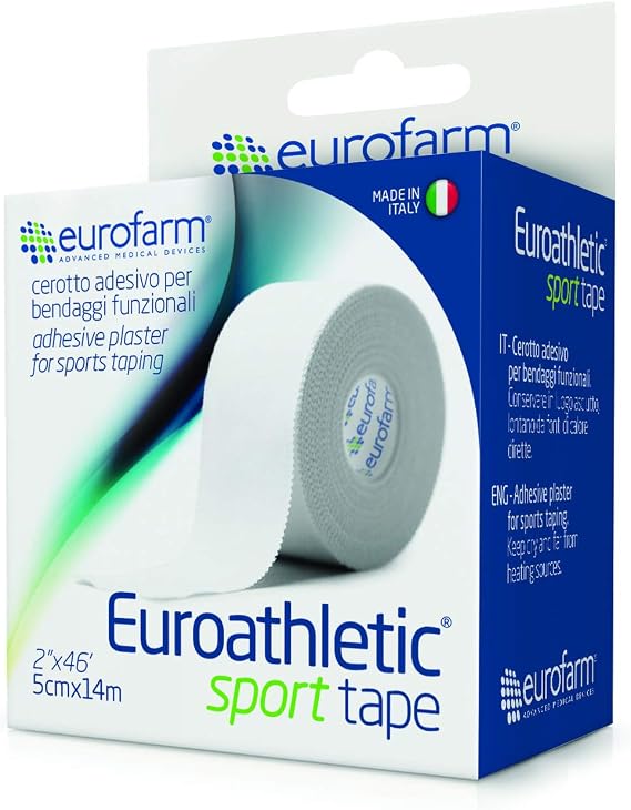 Euroathletic Sports Tape -1 12 in x 11 yds- Strong Adhesive Bandage for Athletes, Easy to Tear,No Sticky Residue,Ideal for Lacrosse,Climbers and Boxing