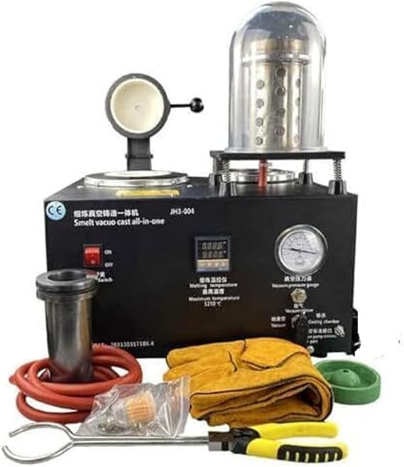 Vacuum Casting Machine for Lost Wax Metal Melting - 2KG Kit with Pump & Crucible for Gold Silver Jewelry Making, Precision Investment Casting