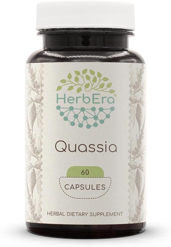 HerbEra Quassia Vegan Capsules Digestive & Bitters Support, Quassia Amara Dried Bark, Appetite Capsules, Herbal Supplement (60 Capsules)