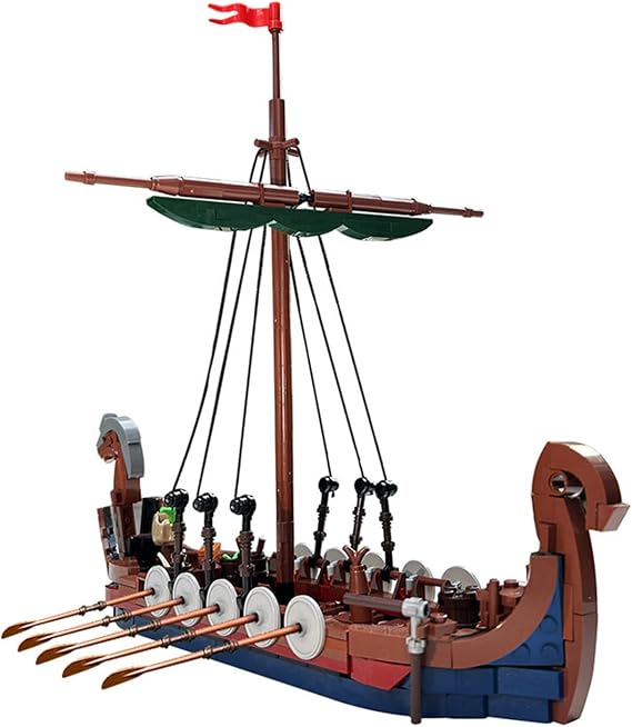 Viking Ship Building Block Set, MOC Pirate Ship Model Toy, Creative Building Bricks Birthday Gift for Fans (454 Pcs)