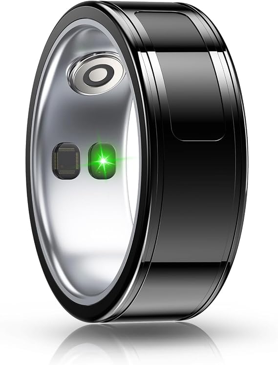 Smart Ring for Women Men, Fitness Tracker with Blood Pressure & Heart Rate, Blood Oxygen, Sleep Monitor, Step Counter, Photo Remote & Music Control, IP68 Waterproof, iOS/Android, Father Mother's Gift