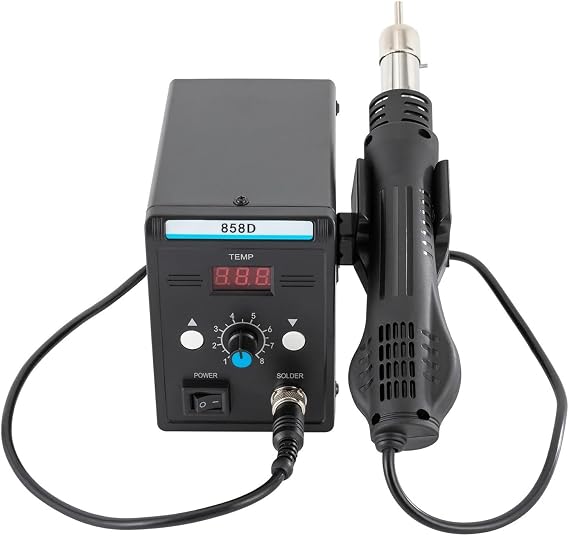 700W Hot Air Rework SMD Soldering Station with Heat Gun, Temperature Setting, LED Screen Display for Electronics Repair