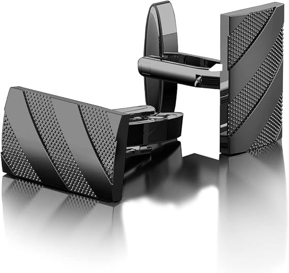 Cufflinks for Men, cuff links with box, personalised men's silver cufflink Gift for Wedding Business Shirt (black)