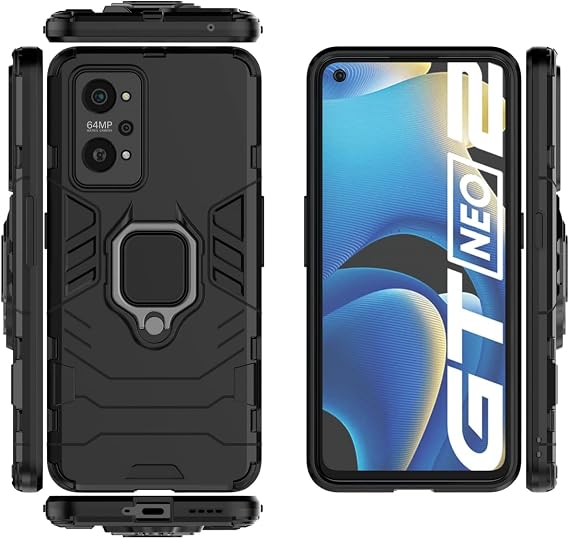 Case for Oppo Realme GT Neo 2 Case Cover,Bracket Shell Case for Oppo Realme GT Neo2 5G RMX3370 Case Black