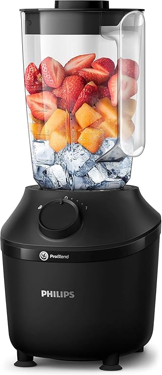 Philips Blender 3000 Series, 450W ProBlend, 1.9L Plastic Jar, Black | 1L effective capacity – single speed plus pulse action, lightweight and easy to clean (HR2041/01)