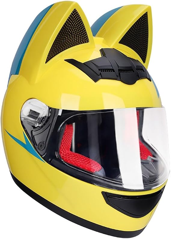 Motorcycle Full Face Helmets ECE DOT Approved Cat Ear Motorbike Racing Crash Helmets with Dual Visors Anti-fog Tinted Motorbike Helmet for Men Women Adult Cascos para Motos 50~62CM