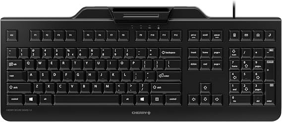 Cherry Secure Board 1.0 - USB Keyboard Smart Card Reader - Wired - GS Approval - QWERTY Security Keyboard Black