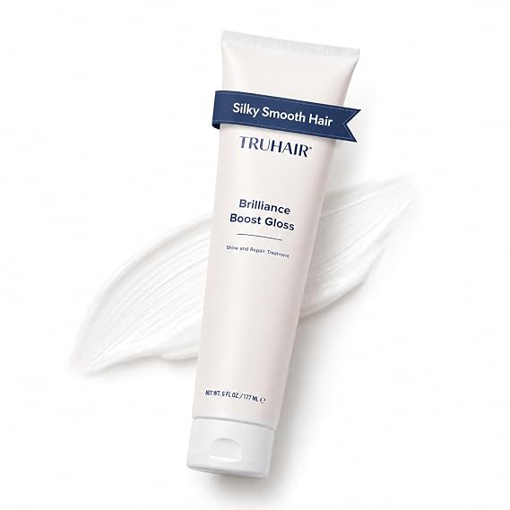 Truhair Brilliance Boost Gloss Shine & Repair Mask | Paraben & Sulfate Free, Clear Hair Gloss Treatment for Glossy Shine, Radiance & Smooth Finish | Hydrating Glossing Treatment for Hair - 6 Fl Oz