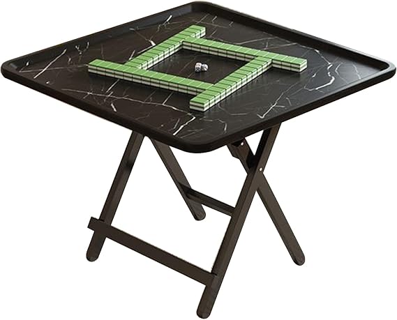 Mahjong table foldable mahjong small square folding table folding tables small small and good storage Height 55cm/21.7in Suitable for playing cards, mahjong and board games.(Black)