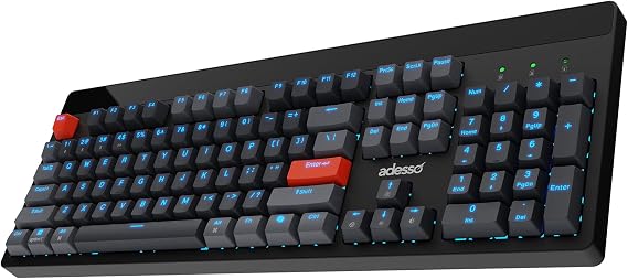 Adesso Easytouch 1300 Mechanical Keyboard, RGB Illuminated | Hot Swappable Red Switches, Wired Wireless Bluetooth, Gaming, Copilot AI Hotkey, Windows Mac