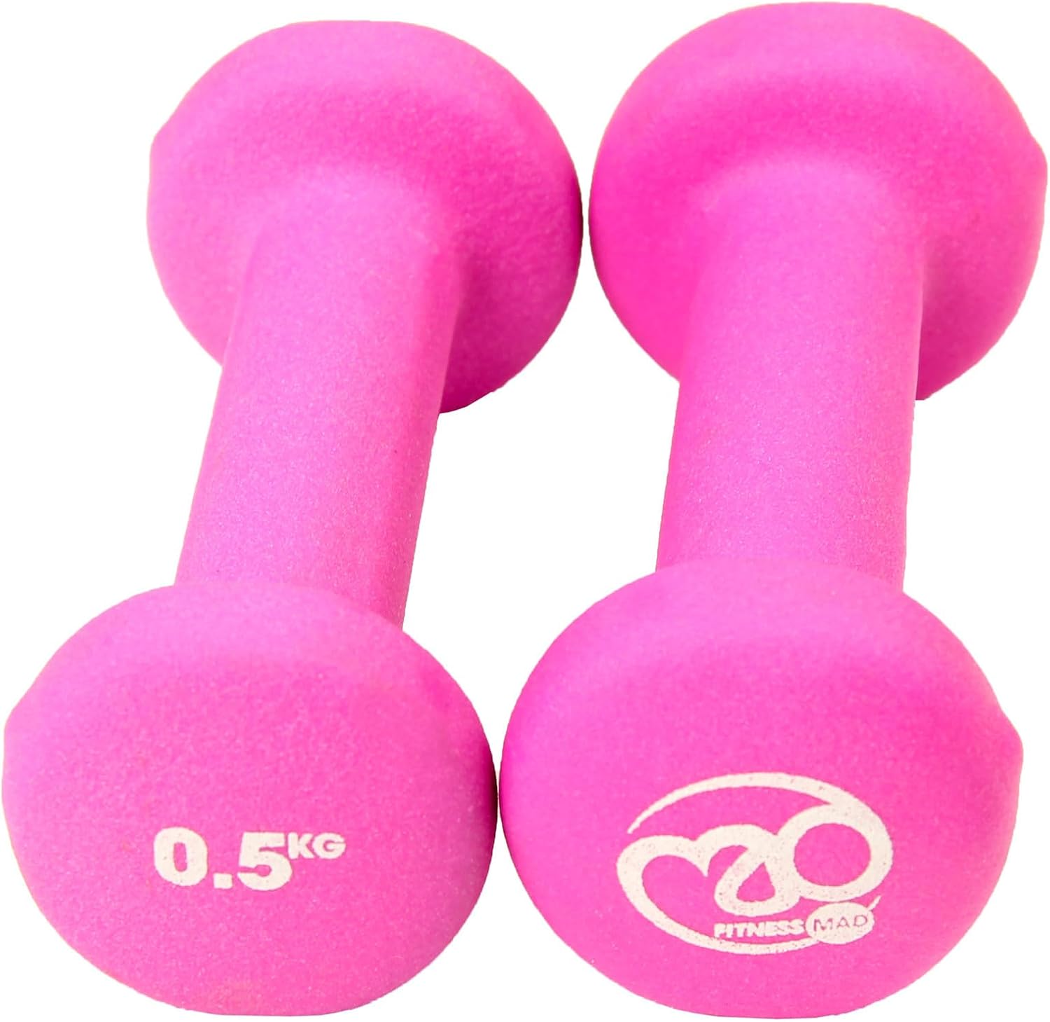 Fitness Mad Neoprene Dumbbells | Pair of Dumbbells | Home Exercise & Studio Use | Cast Iron Body with Neoprene Coating | Weights 0.5kg - 5kg, Multi Coloured & Black