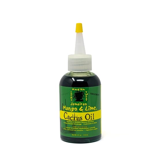 Jamaican Mango & Lime Cactus Oil Moisturizing & Conditioning Hair Oil for Locs, Twists & Natural Hair Prevents Breakage, Retains Moisture & Repairs Dry, Damaged Locks 4 oz