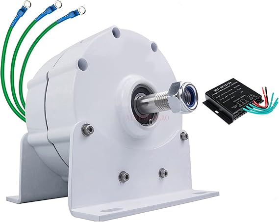 4000W Permanent Magnet Electric Motor,12V 24V 48V 220V 3-Phase Synchronous Alternator Wind Power Generator Permanent Magnet Generator Low RPM (with Base)