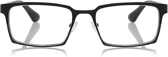 eyebobs Protractor Unisex Premium Readers, Gunmetal Stainless Steel Front with Blue Nylon Temples in a Matte Finish, 2.00 Magnification