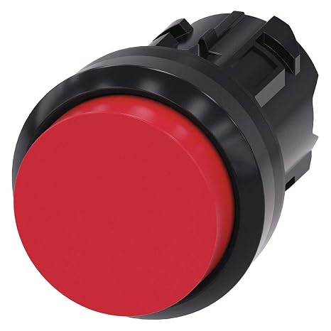 Siemens 3SU10000BB200AA0 Pushbutton, 22mm, Plastic, Momentary, Extended, Red