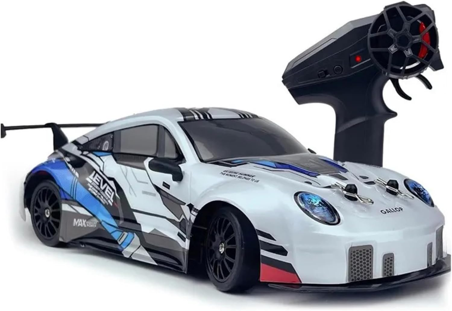 Toy Remote Control RC Drift Trolley, Rechargeable, Illuminated, Full Function, Drift Car 4 Pieces Kuka 4 Pieces Drift Wheel 2.4 GHz Control Drift Trolley Model Blue