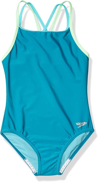 Speedo Girl's Swimsuit One Piece Solid Cross Back Multi Straps