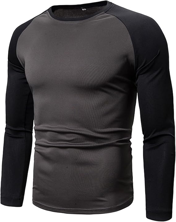 Men's Long Sleeve Shirts Classic Gym Workout Running T-Shirt Raglan Sleeve Color Block Lightweight Active Tee Tops