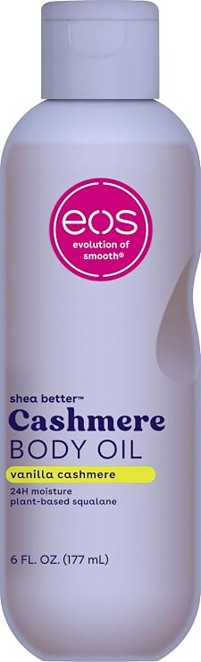 eos Cashmere Body Oil- Vanilla Cashmere, 24H Moisture, Plant-Based Squalane, 6 fl oz