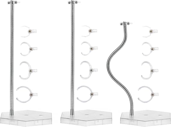 3PCS Large Size Action Figure Stand Compatible with 1/6 1/9 and 1/12 Scale Figures and Toys, Stop Motion Stand Come and Action Figure Display Holder Stand Base Compatible with 12",8",6" Gundam with Screwdriver.