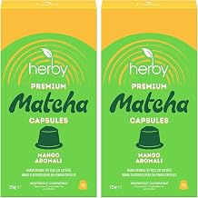 Herby Premium Matcha Kapsül - Nespresso Uyumlu, Mango Aromalı, 10'lu Paket (2 paketi)