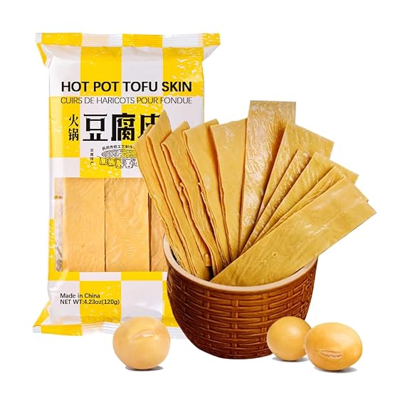 SIJIYUNLI-Tofu Skin 120g/4.23oz Dried Soybeans, Vegetarian Enthusiast, Suitable for Cold Salad or Hot Pot, Spicy Bar Ingredients, Cooking Versatile