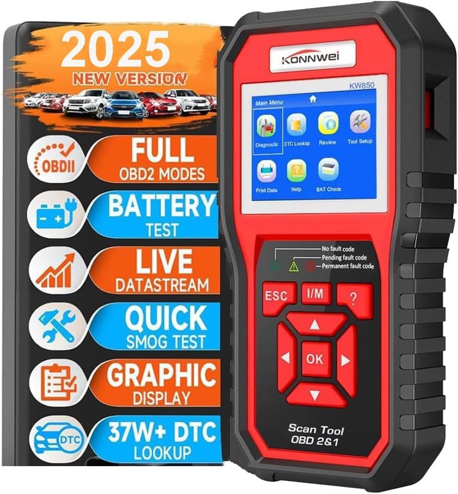 OBDII Auto Diagnostic Code Scanner KW850 Universal Vehicle Engine System Scanner OBD2 EOBD Scanners Tool Check Engine Light Code Reader for all OBD II Cars Since 1996【2018 Upgraded Version】