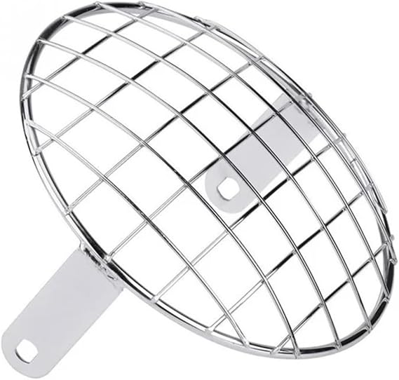 Motorcycle Headlight Cover 7Inch Motorcycle Headlight Protector Guard Motorbike Light Lamp Mesh Metal Mount Cover Grill Mask Headlight Protector(B)