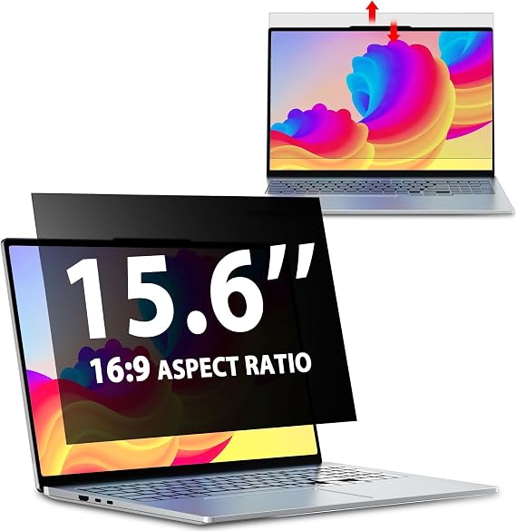 Laptop Privacy Screen 15.6 Inch 16:9 Aspect Ratio, Laptop Screen Privacy | Shield Compatible With Lenovo Hp Dell Acer Asus Thinkpad Envy Xps, Removable Anti Glare Blue Light Computer Filter Protector