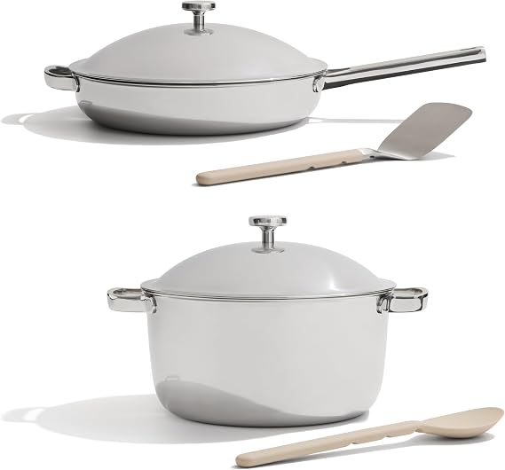 Our Place Titanium Pro Cookware Duo Always Pan & Perfect Pot with Nonstick No-Coating Technology | Tri-Ply Titanium & Stainless Steel | Safe for Oven, Induction & All Cooktops up to 1000F | Chrome