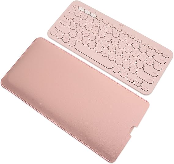 PU Leather Keyboard Sleeve Case for Logitech K380/Pebble 2/Pebble Keys 2 K380s Multi-Device Keyboard, Logitech K380 Mac Windows Chrome OS Keyboard Cover Skin Protector-Pink