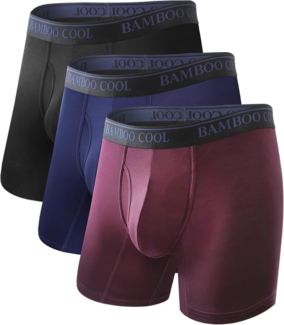 BAMBOO COOL Men's Boxer Briefs Ultra Breathable Underwear Multipack