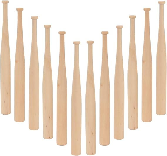12 Pack 8" Mini Baseball Bats Unfinished Wooden Baseball Bat Craft