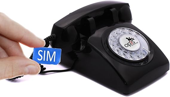Opis Technology 60s Mobile 4G Retro Design Desk Phone with SIM, Black