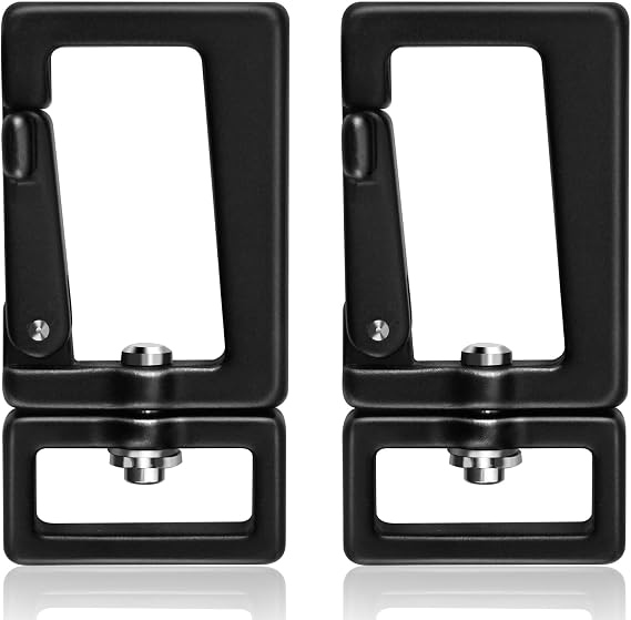 2 Pack Locking Carabiner Clips 2.6 with Square Ring, 1 Inch Square Eye Swivel Clasp Hooks for Securing Pets, Dog Leash Harness, Camping, Hiking, Keychains (Black)
