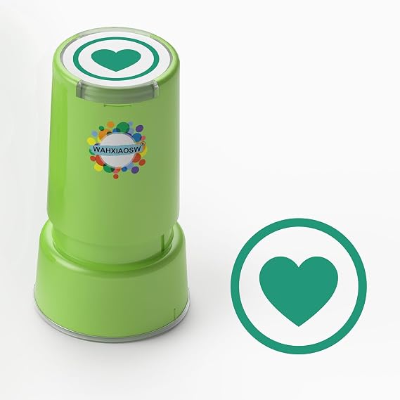 Self-Inking Heart Stamp for Teachers, Hand Stamps for Events and Classroom, Teacher Stamps for School, Greeting Cards, and Scrapbooks (Green Heart)