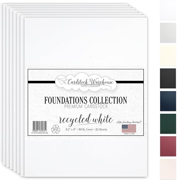 Cardstock Warehouse Foundation 25 Sheets, 8.5 x 11 80 lb, White paper