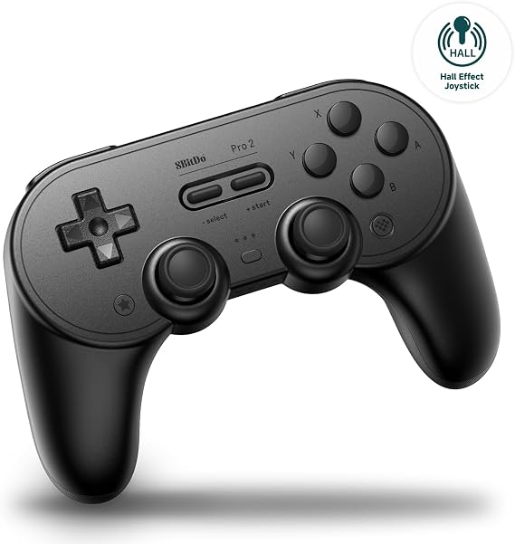 8BitDo Pro 2 Switch用のBluetoothコントローラー、ホールエフェクトジョイスティックアップデート、Switch、PC、Android、Steam Deck＆Apple用のワイヤレスゲームコントローラー Black