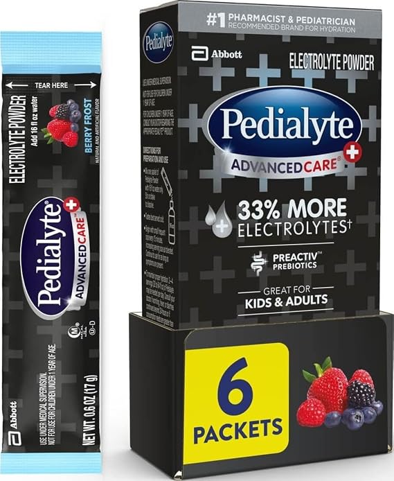 Pedialyte AdvancedCare Plus Electrolyte Powder Packets, Berry Frost