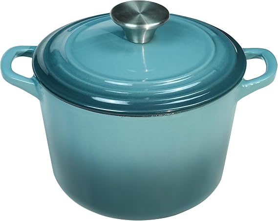 Flavehc Dutch Oven Pot with Lid 2.8 Qt Cast Iron Dutch Oven for Bread Baking, Slateblue Enameled Cast Iron Soup Pot, Small Deep Dutch Oven for Soup, Stews & Small Family Meals