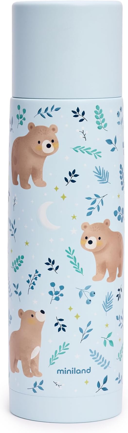 Miniland Stainless Steel Water Bottle for 500 ml Liquid, Keeps Temperature +12 Hours, Both Cold and Warm, with Airtight Seal and Drip Protection, Leak-Proof Drinking Bottle | Bear