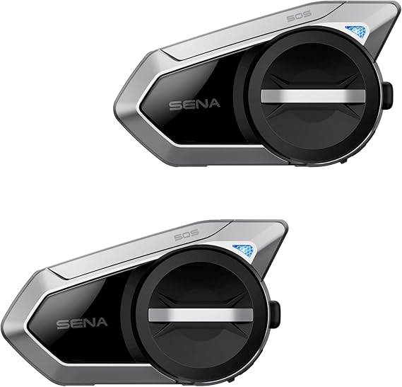 Sena 50S Motorcycle Jog Dial Communication Bluetooth Headset w/Sound by Harman Kardon Integrated Mesh Intercom System Premium Microphone & Speakers, Dual Pack
