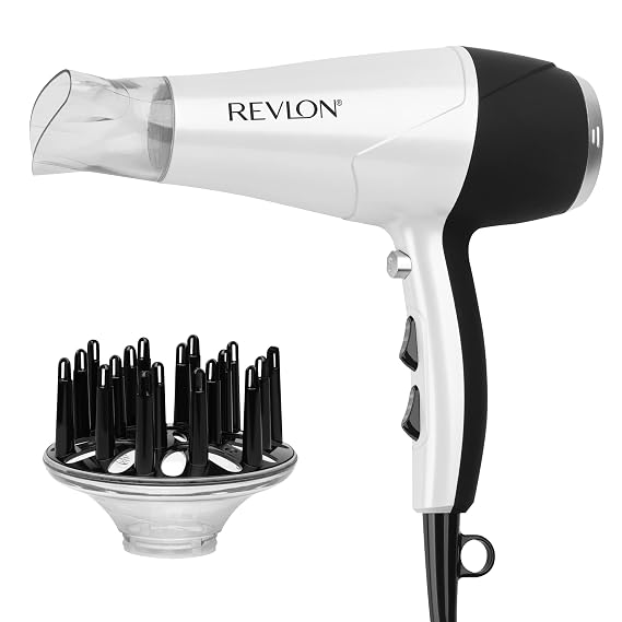 REVLON Volume Booster, Hair Dryer with Curl Enhancing Diffuser, White