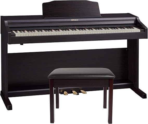 Roland RP501R 88-Key Upright Digital Piano with Progressive Hammer Action and Escapement, Ivory Feel keys, Bluetooth MIDI/USB, Stereo Speakers, Key Cover, Rosewood