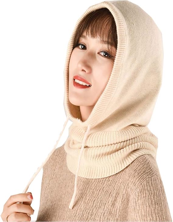 YEKEYI Women Balaclava Hood hat Winter Cashmere Knitted Beanie Hats Ski Mask Ski Cap Outdoor