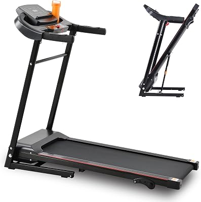 Treadmill, Home Folding Treadmill for Home Workout, 5 LCD Screen, Shock-Absorbent Running Deck, Device Holder - 265 LB Capacity Steel