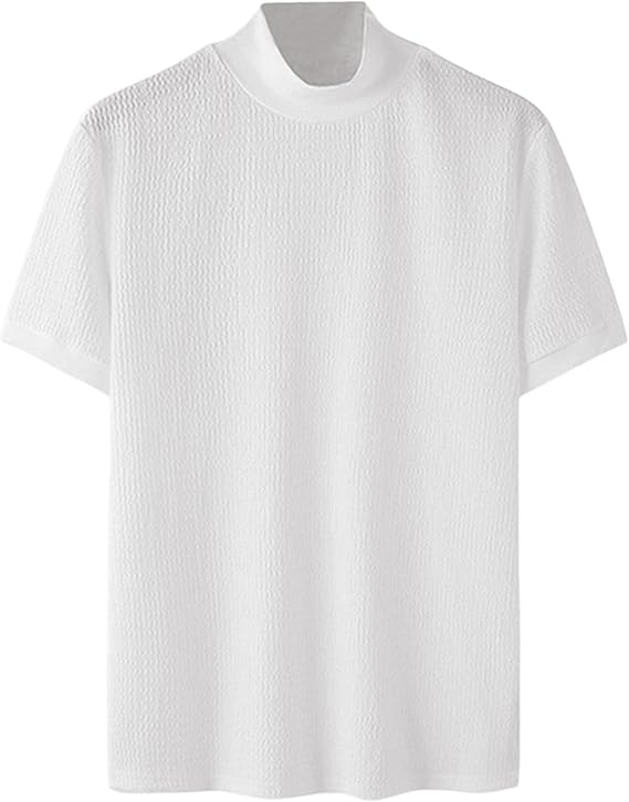 Men's Solid Knitted Shirt Ribbed Soft Top Lightweight Stretch Slim Tee